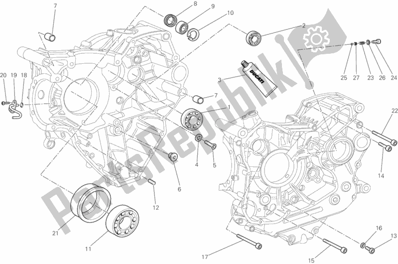 All parts for the Crankcase Bearings of the Ducati Diavel USA 1200 2012